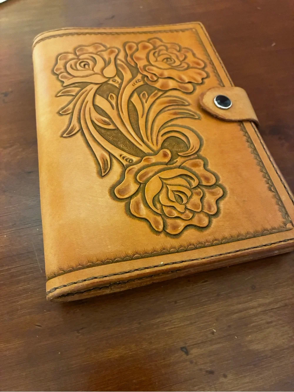 Tooled Leather Floral 6 Ring Binder
